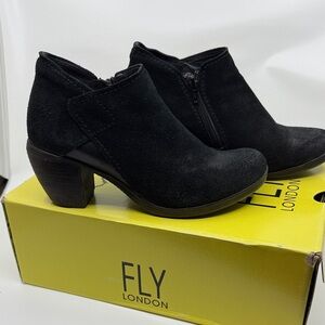 Fly London Women's Suede Black Ankle Booties - Hace